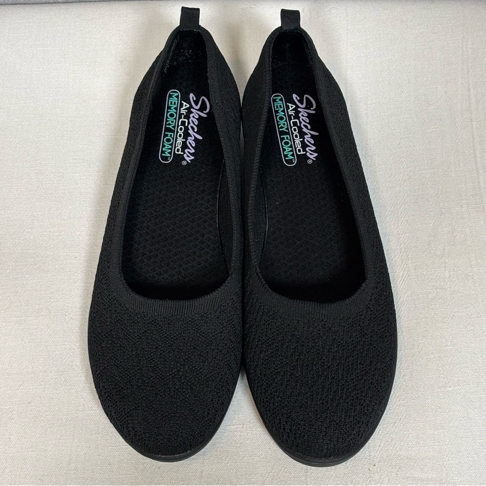 Skechers Cleo Flex Wedge Flipside Ballet Flats Shoes-Black-Women Size 11 - Picture 3 of 10